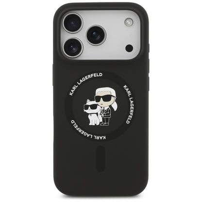 Husa MagSafe pentru Apple iPhone 17 Pro, Karl Lagerfeld, Ring Karl & Choupette, Neagra