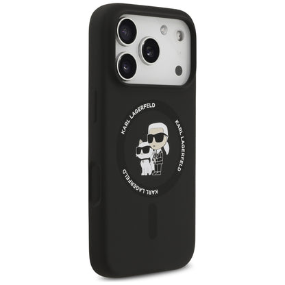 Husa MagSafe pentru Apple iPhone 17 Pro, Karl Lagerfeld, Ring Karl & Choupette, Neagra
