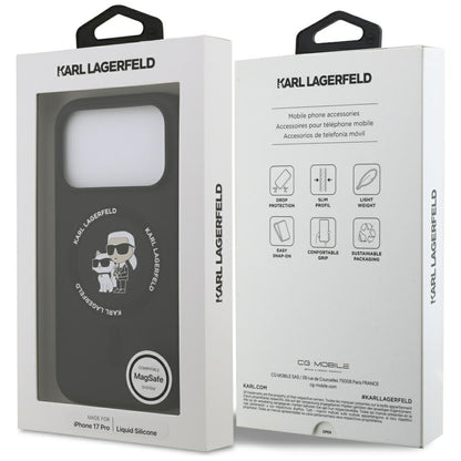 Husa MagSafe pentru Apple iPhone 17 Pro, Karl Lagerfeld, Ring Karl & Choupette, Neagra
