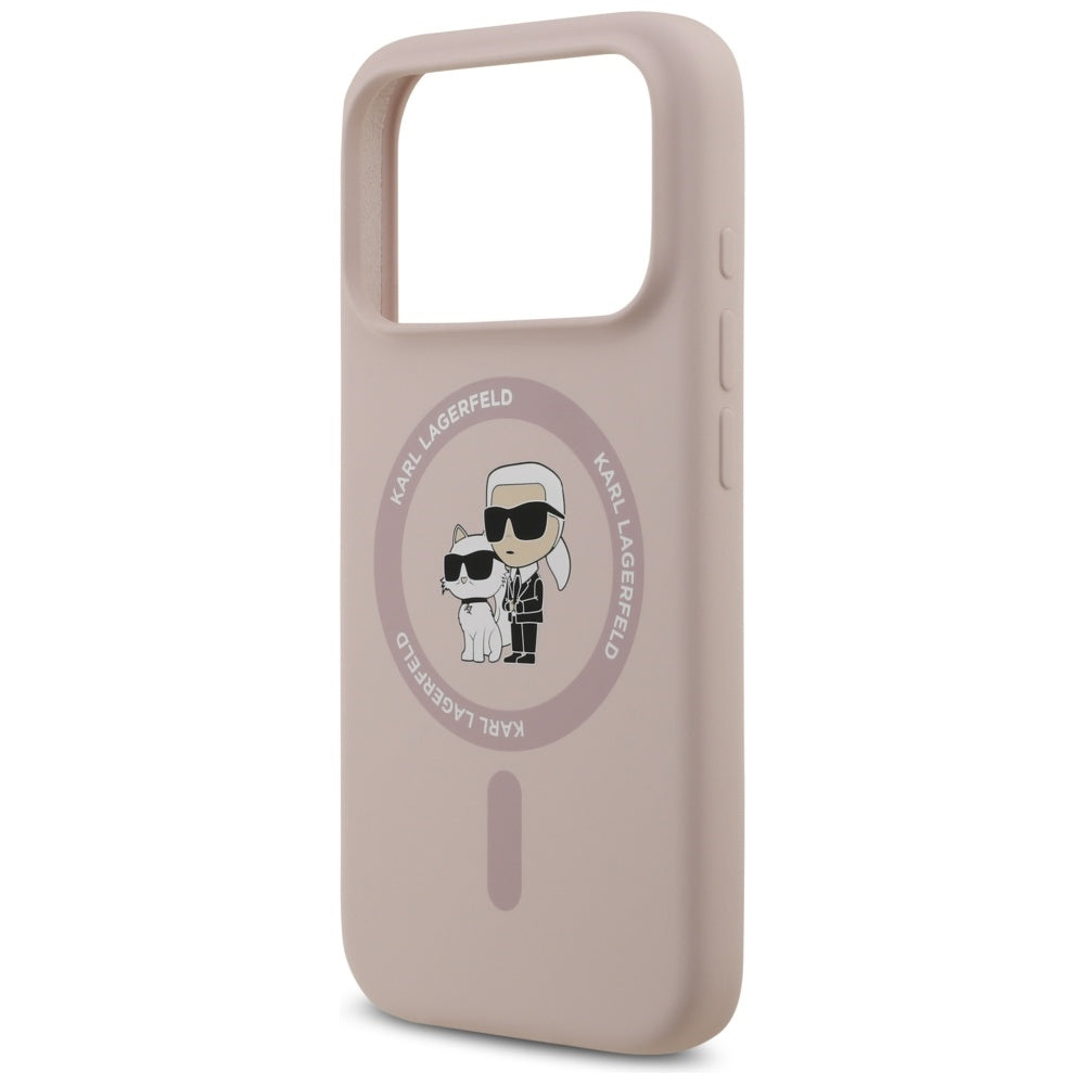 Husa MagSafe pentru Apple iPhone 17 Pro, Karl Lagerfeld, Ring Karl & Choupette, Roz