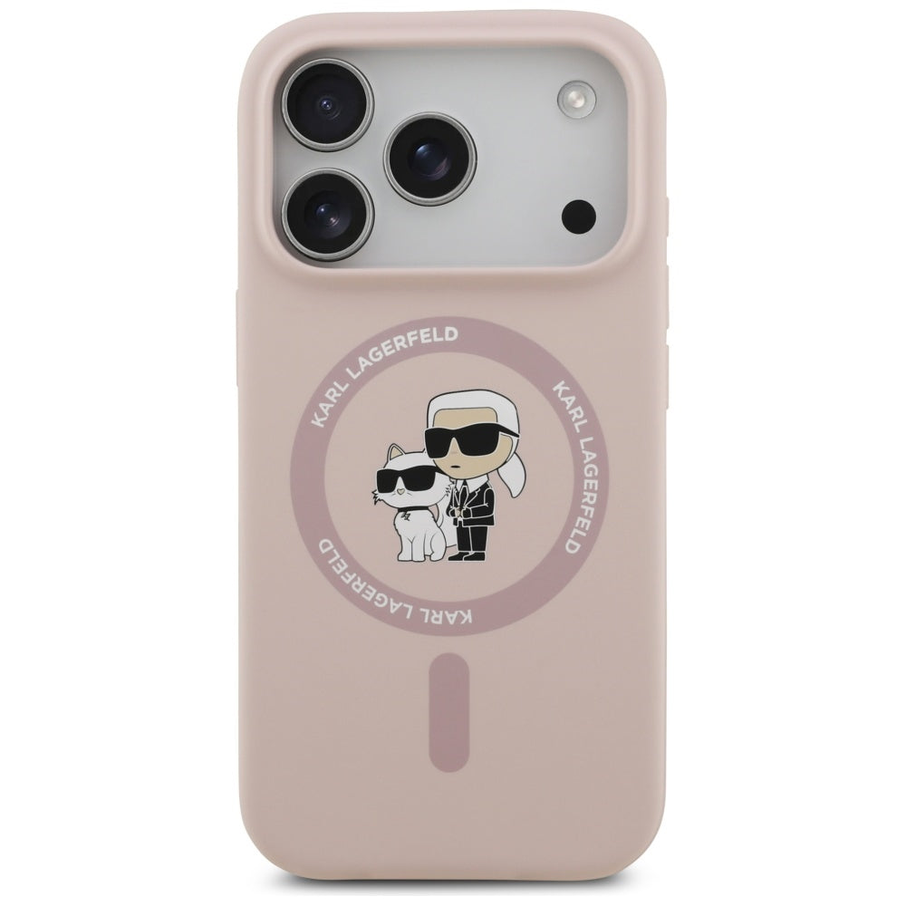 Husa MagSafe pentru Apple iPhone 17 Pro, Karl Lagerfeld, Ring Karl & Choupette, Roz
