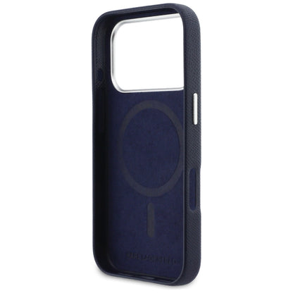 Husa MagSafe pentru Apple iPhone 17 Pro, Karl Lagerfeld, Saffiano Karl & Choupette Pins, Albastra