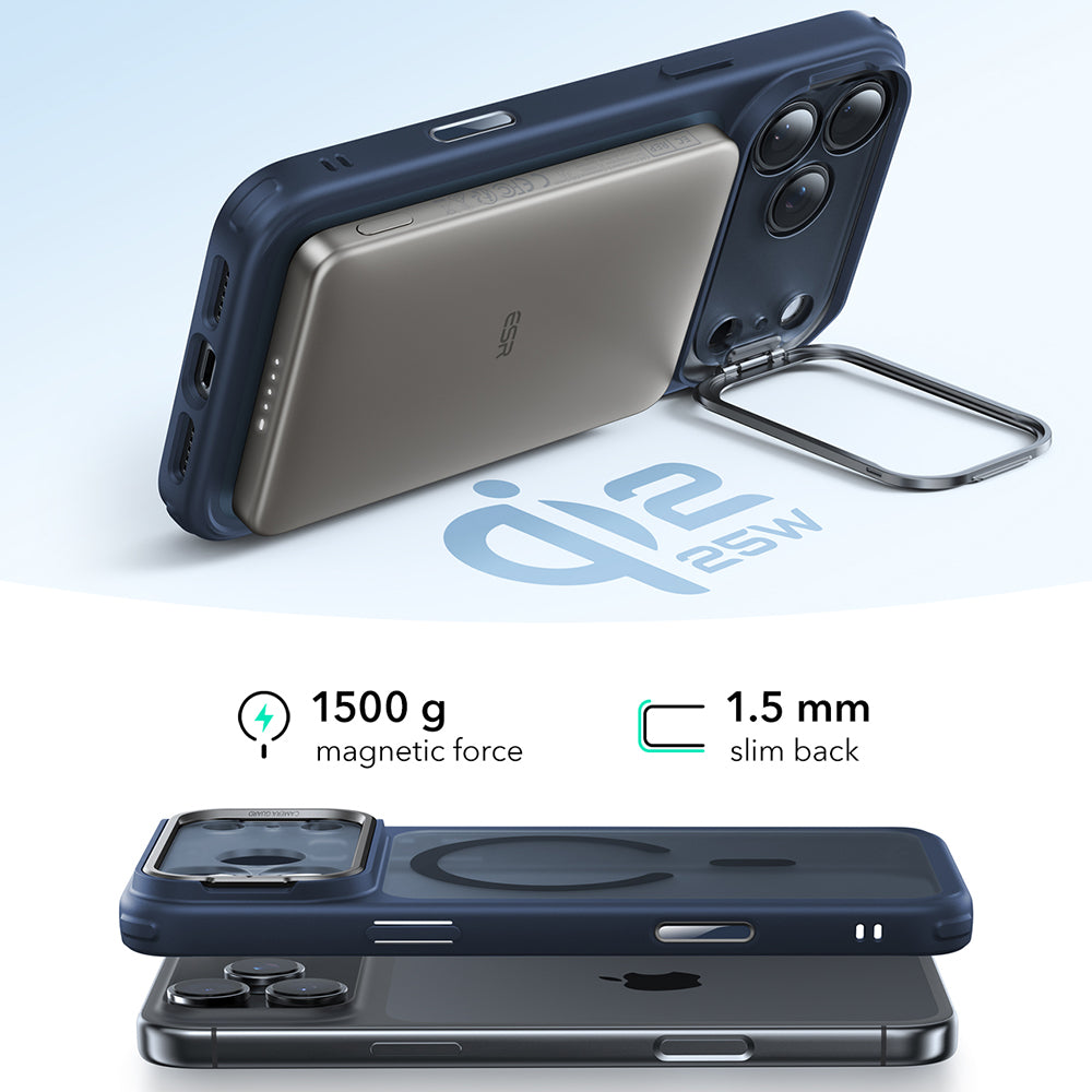 Husa MagSafe pentru Apple iPhone 17 Pro Max, ESR, Classic Hybrid Kickstand, Albastra Satinata