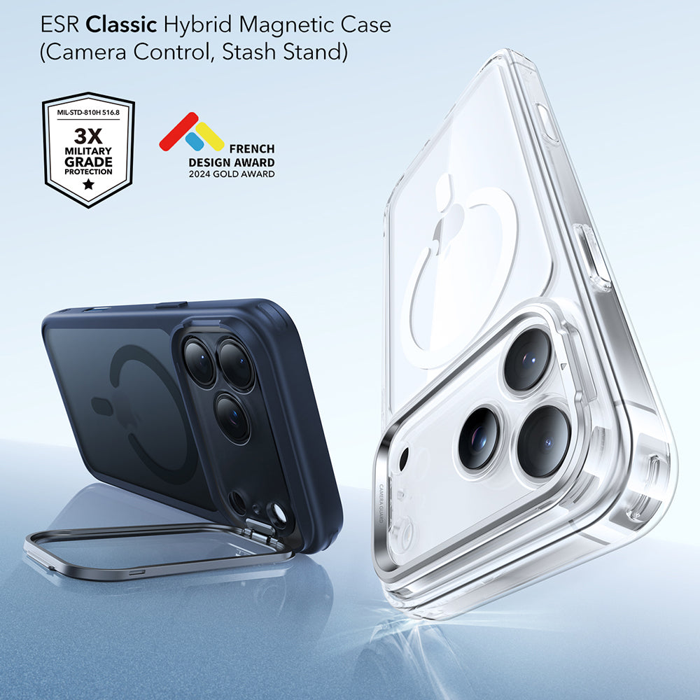 Husa MagSafe pentru Apple iPhone 17 Pro Max, ESR, Classic Hybrid Kickstand, Albastra Satinata
