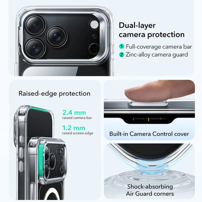 Husa MagSafe pentru Apple iPhone 17 Pro Max, ESR, Classic Hybrid Kickstand, Transparenta