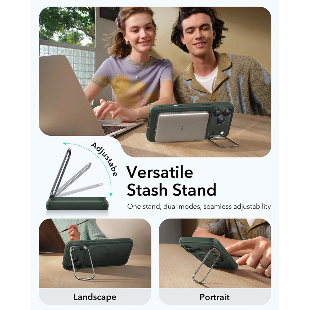 Husa MagSafe pentru Apple iPhone 17 Pro Max, ESR, Classic Hybrid Kickstand, Verde Satinata