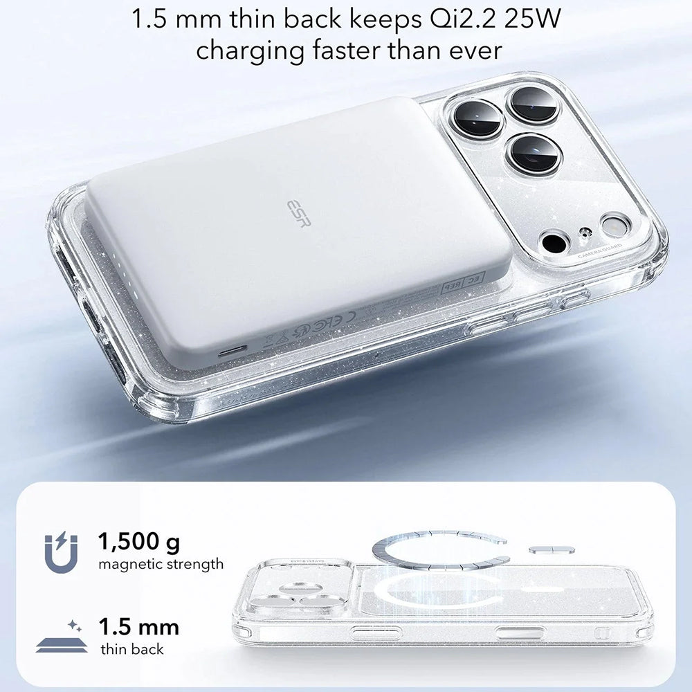 Husa MagSafe pentru Apple iPhone 17 Pro Max, ESR, Classic Hybrid Shimmer, Transparenta