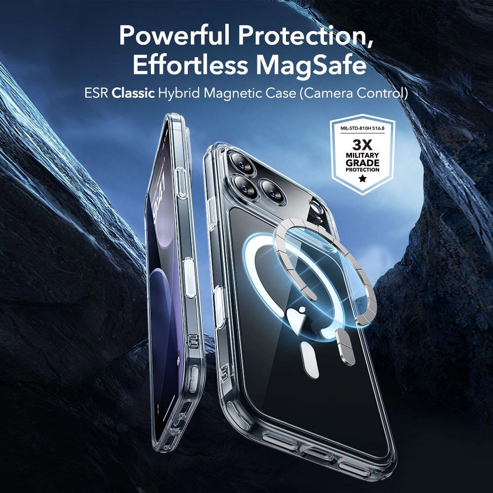 Husa MagSafe pentru Apple iPhone 17 Pro Max, ESR, Classic Hybrid with Screen Protector, Transparenta