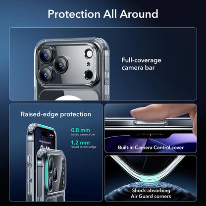 Husa MagSafe pentru Apple iPhone 17 Pro Max, ESR, Classic Hybrid with Screen Protector, Transparenta