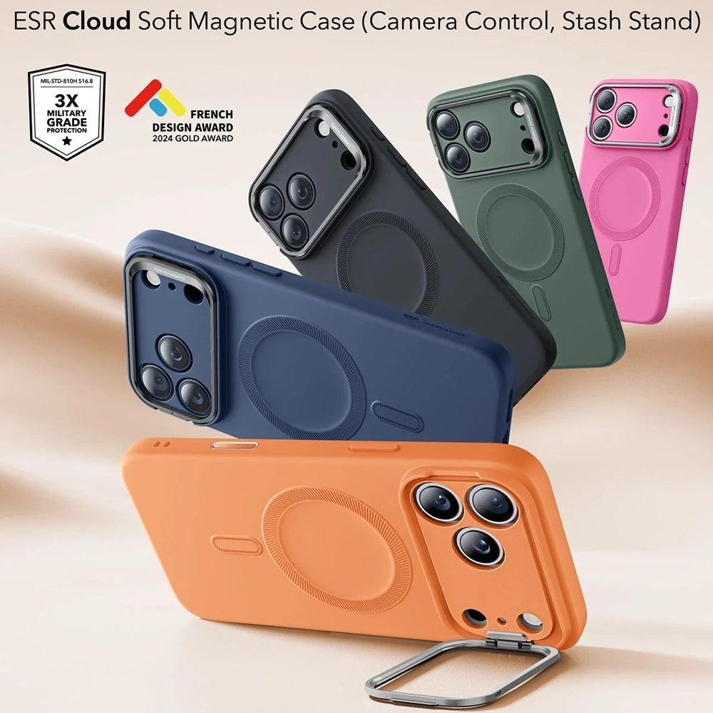 Husa MagSafe pentru Apple iPhone 17 Pro Max, ESR, Cloud Soft Kickstand, Portocalie