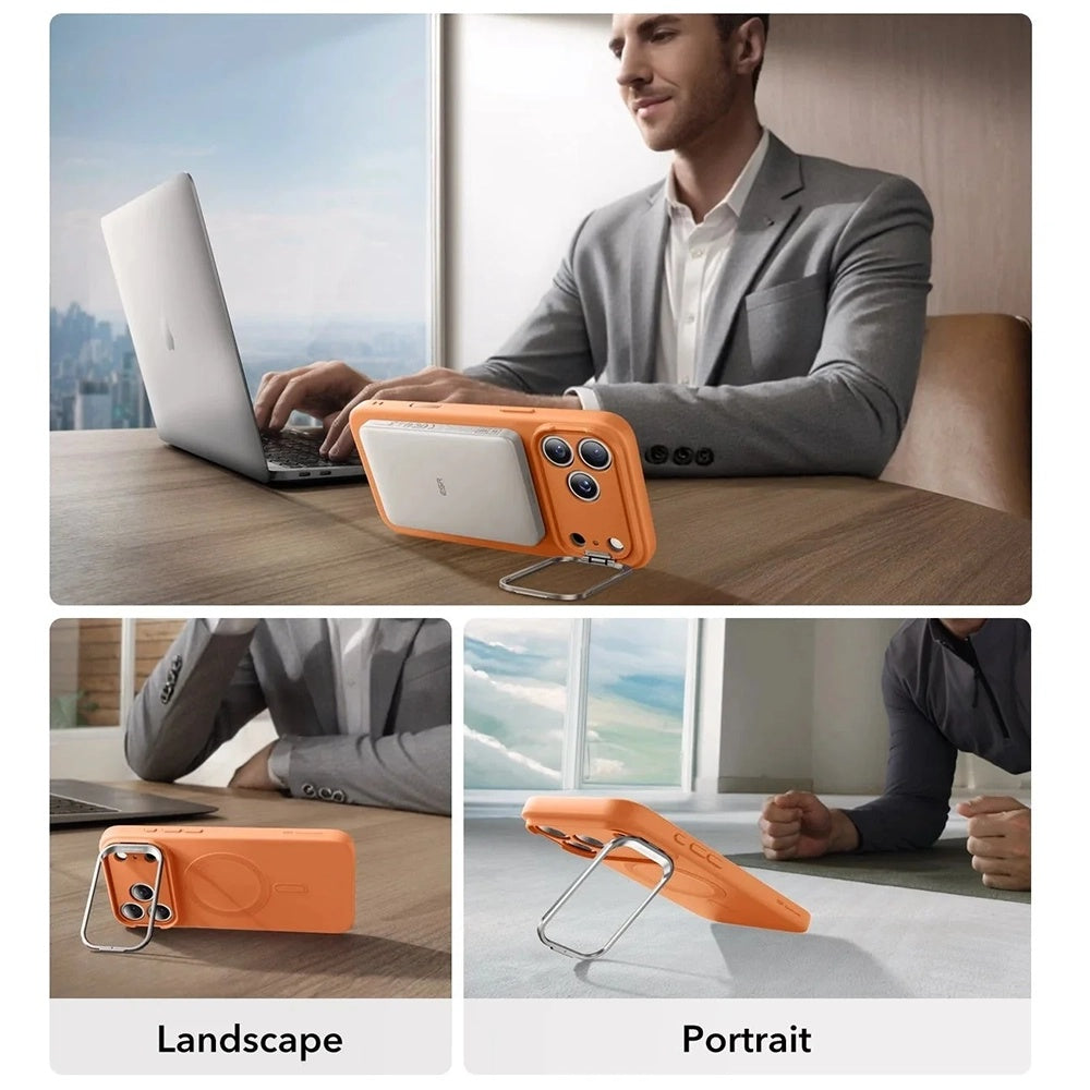 Husa MagSafe pentru Apple iPhone 17 Pro Max, ESR, Cloud Soft Kickstand, Portocalie