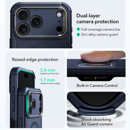 Husa MagSafe pentru Apple iPhone 17 Pro Max, ESR, Cyber Armor Kickstand, Albastra
