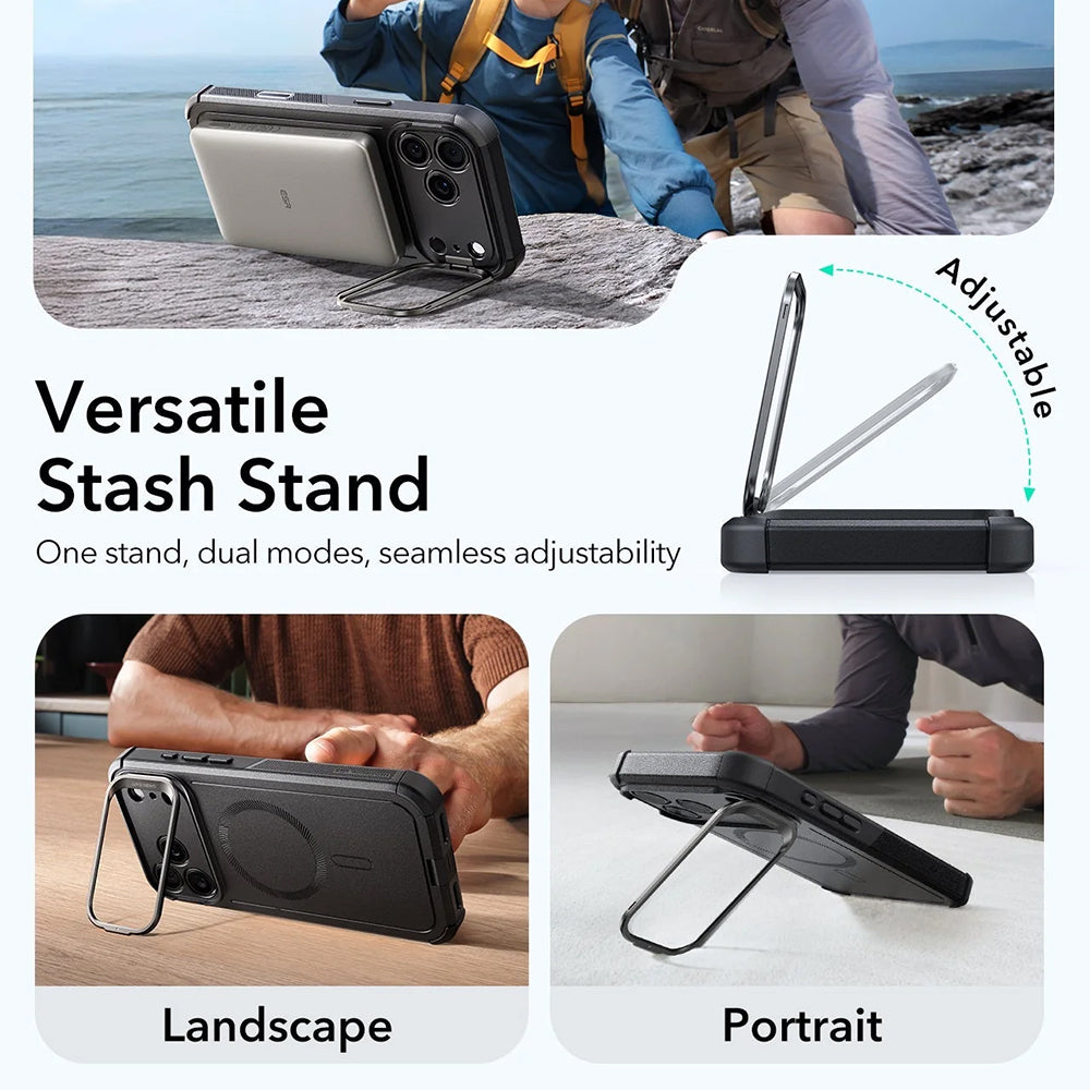 Husa MagSafe pentru Apple iPhone 17 Pro Max, ESR, Cyber Armor Kickstand, Neagra