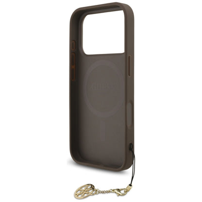 Husa MagSafe pentru Apple iPhone 17 Pro Max, Guess, 4G Charm Cradle, Maro
