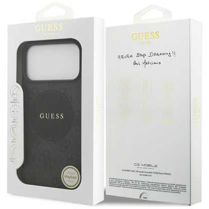 Husa MagSafe pentru Apple iPhone 17 Pro Max, Guess, 4G Circle Classic Logo, Neagra