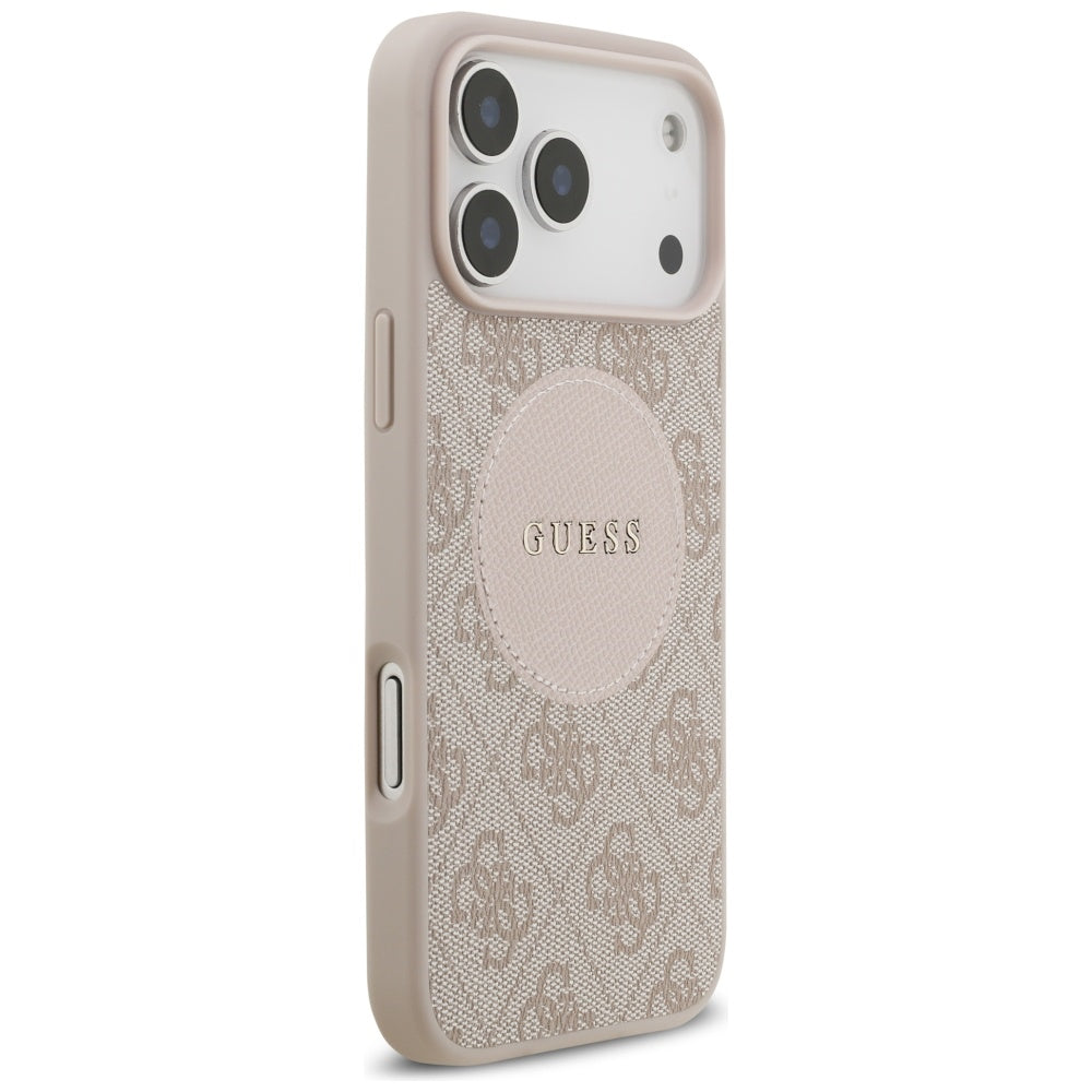 Husa MagSafe pentru Apple iPhone 17 Pro Max, Guess, 4G Circle Classic Logo, Roz