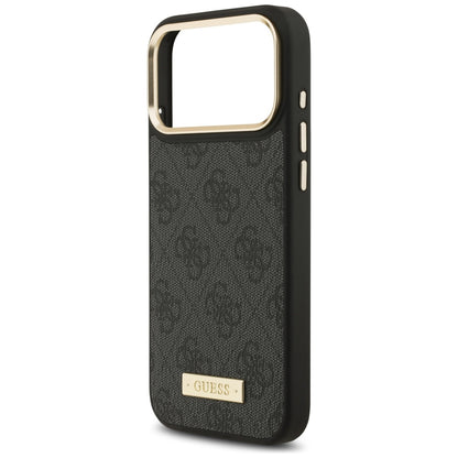 Husa MagSafe pentru Apple iPhone 17 Pro Max, Guess, 4G Logo Plate, Neagra