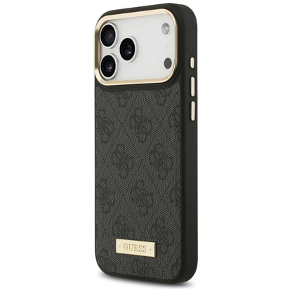 Husa MagSafe pentru Apple iPhone 17 Pro Max, Guess, 4G Logo Plate, Neagra