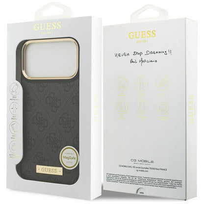 Husa MagSafe pentru Apple iPhone 17 Pro Max, Guess, 4G Logo Plate, Neagra