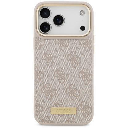 Husa MagSafe pentru Apple iPhone 17 Pro Max, Guess, 4G Logo Plate, Roz
