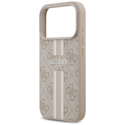 Husa MagSafe pentru Apple iPhone 17 Pro Max, Guess, 4G Printed Stripes, Roz