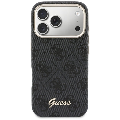 Husa MagSafe pentru Apple iPhone 17 Pro Max, Guess, 4G Script Logo, Neagra