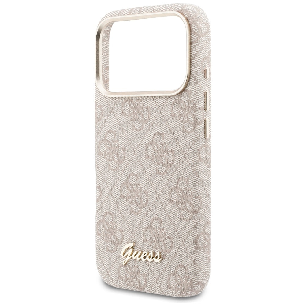 Husa MagSafe pentru Apple iPhone 17 Pro Max, Guess, 4G Script Logo, Roz