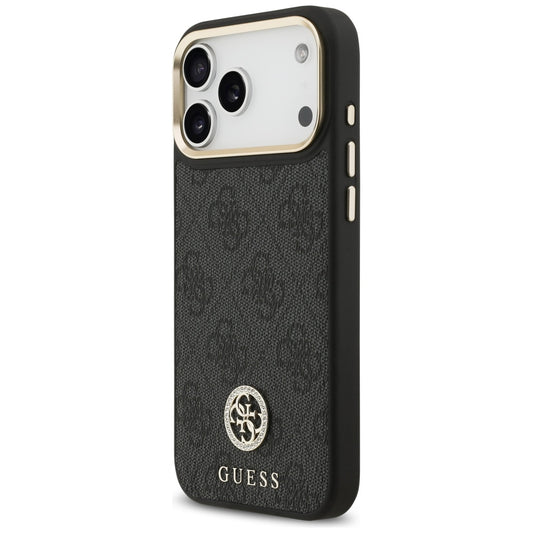 Husa MagSafe pentru Apple iPhone 17 Pro Max, Guess, 4G Strass Logo, Neagra