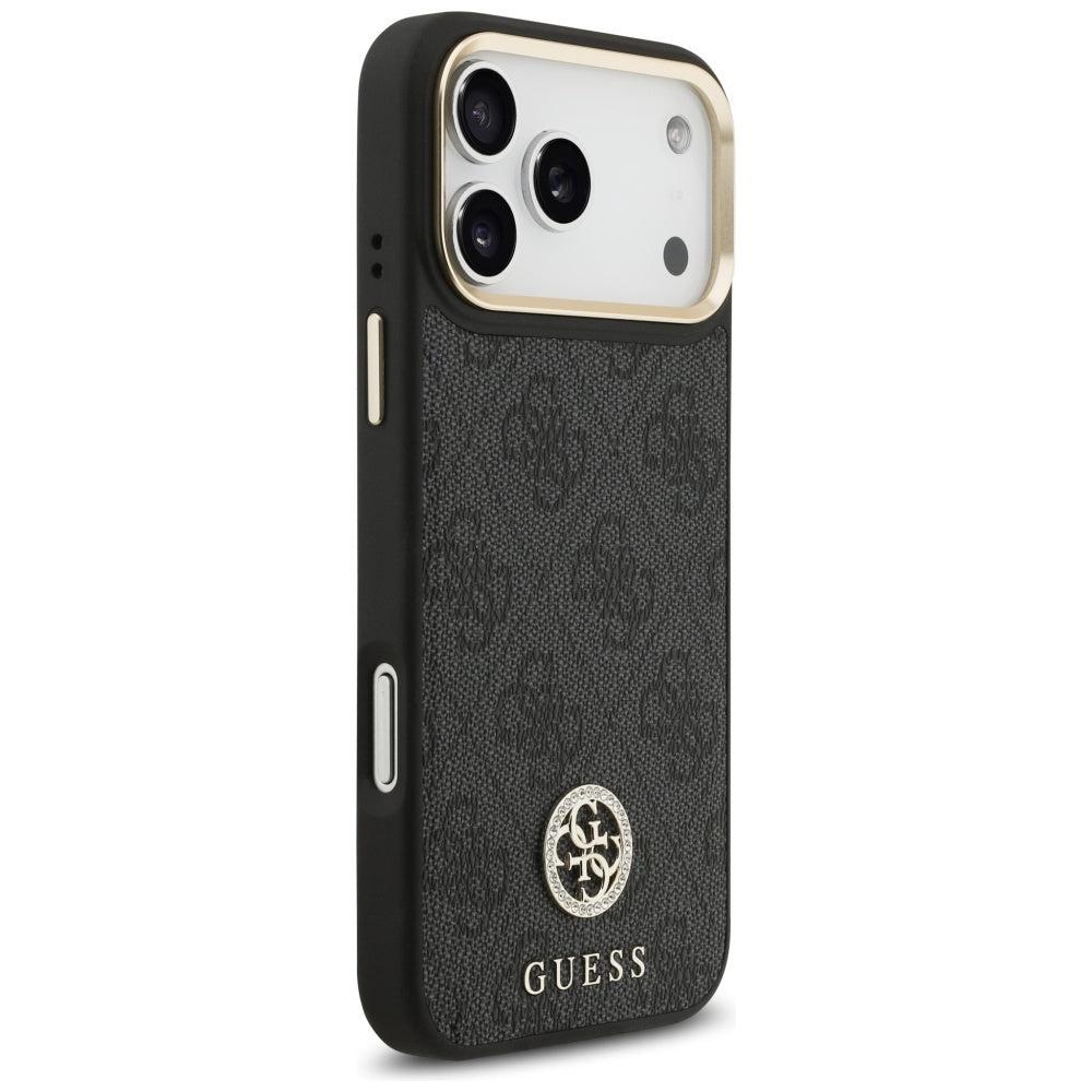 Husa MagSafe pentru Apple iPhone 17 Pro Max, Guess, 4G Strass Logo, Neagra