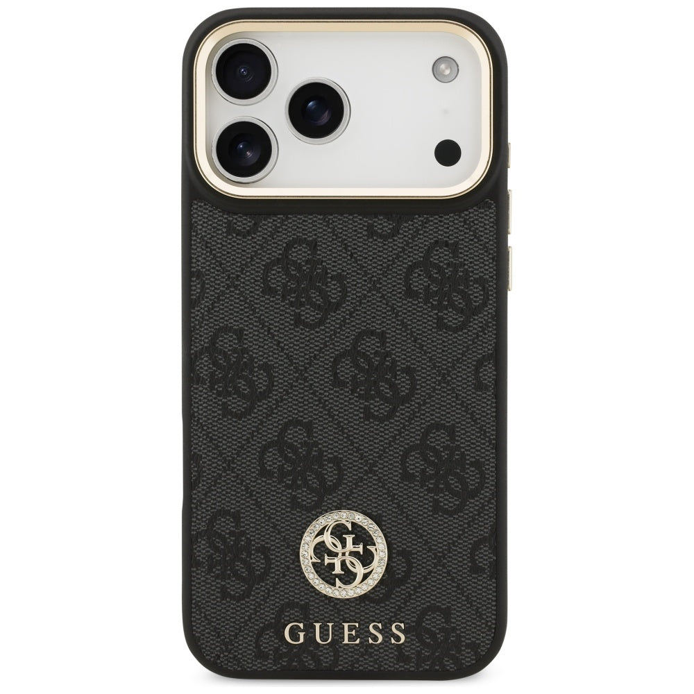 Husa MagSafe pentru Apple iPhone 17 Pro Max, Guess, 4G Strass Logo, Neagra