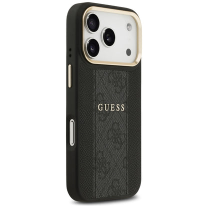 Husa MagSafe pentru Apple iPhone 17 Pro Max, Guess, 4G Stripe, Neagra