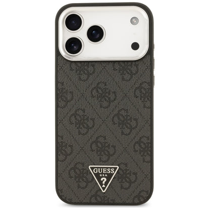 Husa MagSafe pentru Apple iPhone 17 Pro Max, Guess, 4G Triangle Logo, Neagra Argintie