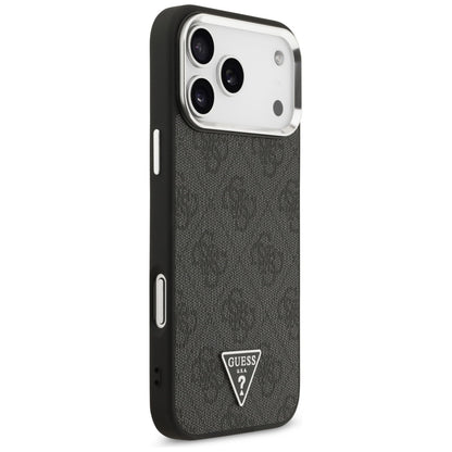 Husa MagSafe pentru Apple iPhone 17 Pro Max, Guess, 4G Triangle Logo, Neagra Argintie