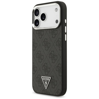 Husa MagSafe pentru Apple iPhone 17 Pro Max, Guess, 4G Triangle Logo, Neagra Argintie