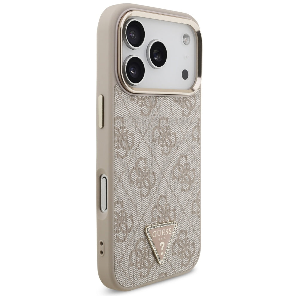 Husa MagSafe pentru Apple iPhone 17 Pro Max, Guess, 4G Triangle Logo, Roz Aurie