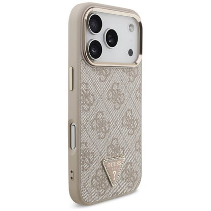 Husa MagSafe pentru Apple iPhone 17 Pro Max, Guess, 4G Triangle Logo, Roz Aurie