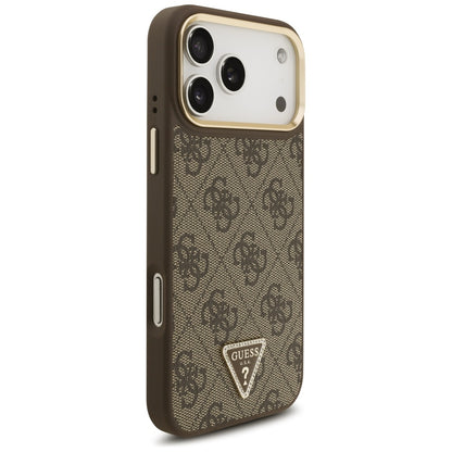 Husa MagSafe pentru Apple iPhone 17 Pro Max, Guess, 4G Triangle Logo with Big Strap, Maro