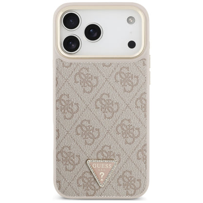 Husa MagSafe pentru Apple iPhone 17 Pro Max, Guess, 4G Triangle Logo with Big Strap, Roz