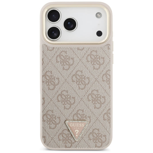Husa MagSafe pentru Apple iPhone 17 Pro Max, Guess, 4G Triangle Logo with Big Strap, Roz