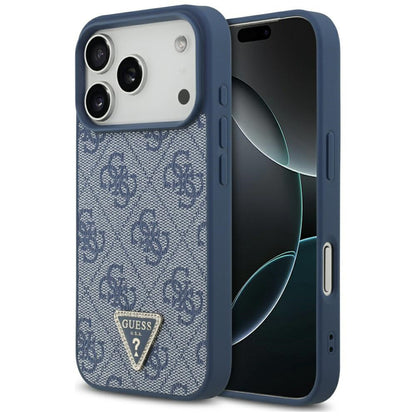 Husa MagSafe pentru Apple iPhone 17 Pro Max, Guess, 4G Triangle Strass, Albastra