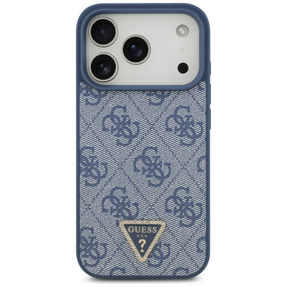 Husa MagSafe pentru Apple iPhone 17 Pro Max, Guess, 4G Triangle Strass, Albastra