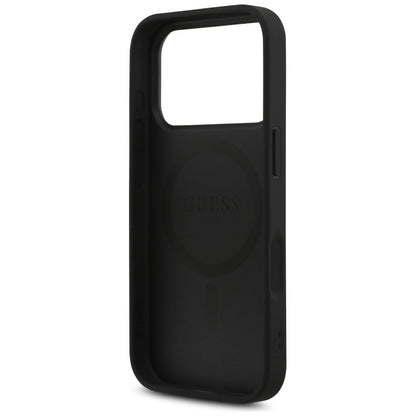 Husa MagSafe pentru Apple iPhone 17 Pro Max, Guess, 4G Triangle Strass, Neagra