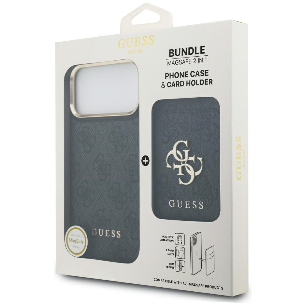 Husa MagSafe pentru Apple iPhone 17 Pro Max, Guess, Cardslot 4G, Neagra