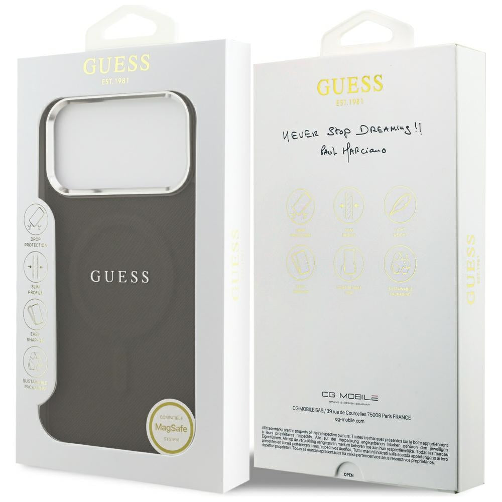 Husa MagSafe pentru Apple iPhone 17 Pro Max, Guess, Classic Logo, Maro