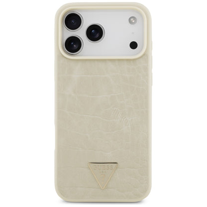Husa MagSafe pentru Apple iPhone 17 Pro Max, Guess, Croco Triangle Logo, Aurie
