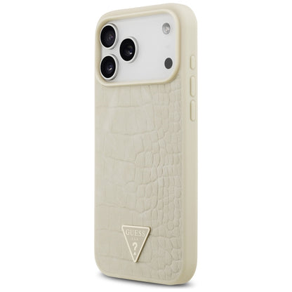 Husa MagSafe pentru Apple iPhone 17 Pro Max, Guess, Croco Triangle Logo, Aurie
