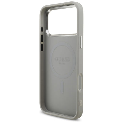 Husa MagSafe pentru Apple iPhone 17 Pro Max, Guess, Glitter Triangle Logo, Argintie