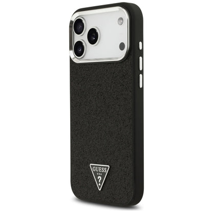 Husa MagSafe pentru Apple iPhone 17 Pro Max, Guess, Glitter Triangle Logo, Neagra