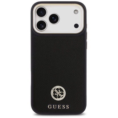 Husa MagSafe pentru Apple iPhone 17 Pro Max, Guess, Grained Strass Logo, Neagra