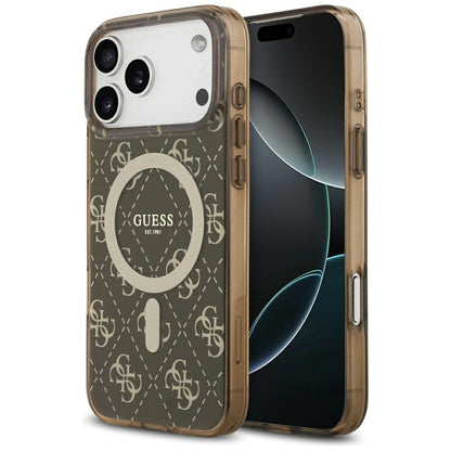 Husa MagSafe pentru Apple iPhone 17 Pro Max, Guess, IML 4G Background, Maro